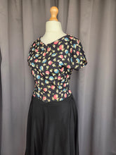 Load image into Gallery viewer, 1940s Black and Multicoloured Flower Dress
