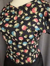 Load image into Gallery viewer, 1940s Black and Multicoloured Flower Dress
