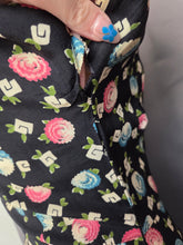 Load image into Gallery viewer, 1940s Black and Multicoloured Flower Dress
