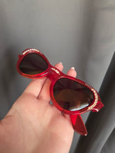 Load image into Gallery viewer, 1950s Orange/Red Rhinestone Studded Cat Eye Sunglasses
