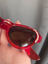 Load image into Gallery viewer, 1950s Orange/Red Rhinestone Studded Cat Eye Sunglasses
