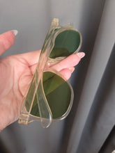 Load image into Gallery viewer, 1940s Clear Sunglasses With a Green Hue and Green Lenses

