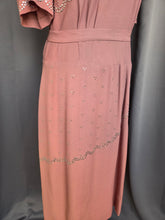 Load image into Gallery viewer, 1940s Mushroom Taupe Brown Crepe Studded Dress
