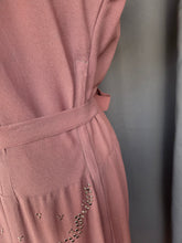 Load image into Gallery viewer, 1940s Mushroom Taupe Brown Crepe Studded Dress

