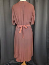 Load image into Gallery viewer, 1940s Mushroom Taupe Brown Crepe Studded Dress
