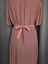 Load image into Gallery viewer, 1940s Mushroom Taupe Brown Crepe Studded Dress
