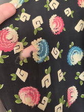 Load image into Gallery viewer, 1940s Black and Multicoloured Flower Dress
