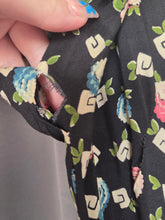 Load image into Gallery viewer, 1940s Black and Multicoloured Flower Dress
