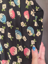 Load image into Gallery viewer, 1940s Black and Multicoloured Flower Dress
