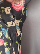 Load image into Gallery viewer, 1940s Black and Multicoloured Flower Dress

