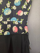 Load image into Gallery viewer, 1940s Black and Multicoloured Flower Dress
