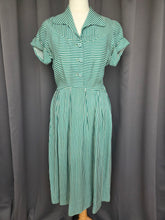 Load image into Gallery viewer, 1940s CC41 Green and White Stripe Dress
