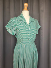 Load image into Gallery viewer, 1940s CC41 Green and White Stripe Dress
