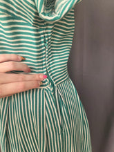 Load image into Gallery viewer, 1940s CC41 Green and White Stripe Dress
