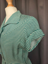 Load image into Gallery viewer, 1940s CC41 Green and White Stripe Dress
