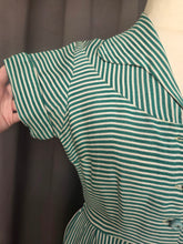 Load image into Gallery viewer, 1940s CC41 Green and White Stripe Dress
