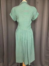 Load image into Gallery viewer, 1940s CC41 Green and White Stripe Dress
