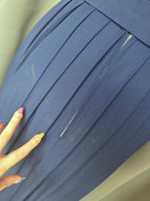 Load image into Gallery viewer, 1940s Royal Blue Pleated Dress With Red and White Flowers
