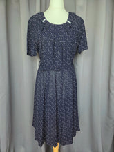 Load image into Gallery viewer, 1950s Navy Blue Dress With White Spot Print

