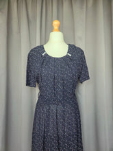 Load image into Gallery viewer, 1950s Navy Blue Dress With White Spot Print
