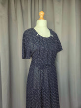 Load image into Gallery viewer, 1950s Navy Blue Dress With White Spot Print
