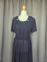 Load image into Gallery viewer, 1950s Navy Blue Dress With White Spot Print
