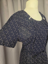Load image into Gallery viewer, 1950s Navy Blue Dress With White Spot Print
