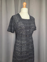 Load image into Gallery viewer, 1940s Black Broderie Anglaise Dress
