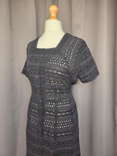 Load image into Gallery viewer, 1940s Black Broderie Anglaise Dress
