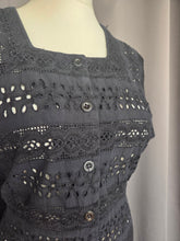 Load image into Gallery viewer, 1940s Black Broderie Anglaise Dress
