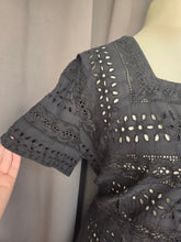 Load image into Gallery viewer, 1940s Black Broderie Anglaise Dress
