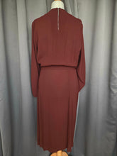 Load image into Gallery viewer, 1930s/1940s Brown Wool Crepe Green Beaded Dress
