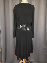 Load image into Gallery viewer, 1940s Black Crepe Beaded Long Sleeve Dress
