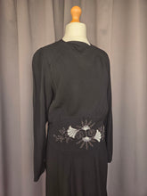 Load image into Gallery viewer, 1940s Black Crepe Beaded Long Sleeve Dress
