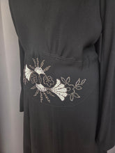 Load image into Gallery viewer, 1940s Black Crepe Beaded Long Sleeve Dress
