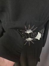 Load image into Gallery viewer, 1940s Black Crepe Beaded Long Sleeve Dress
