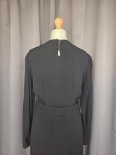 Load image into Gallery viewer, 1940s Black Crepe Beaded Long Sleeve Dress
