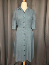Load image into Gallery viewer, 1940s CC41 Dusky Blue Wool Button Dress
