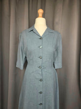 Load image into Gallery viewer, 1940s CC41 Dusky Blue Wool Button Dress
