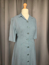 Load image into Gallery viewer, 1940s CC41 Dusky Blue Wool Button Dress
