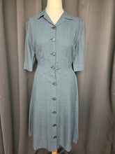 Load image into Gallery viewer, 1940s CC41 Dusky Blue Wool Button Dress
