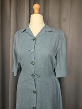 Load image into Gallery viewer, 1940s CC41 Dusky Blue Wool Button Dress
