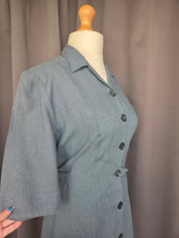 Load image into Gallery viewer, 1940s CC41 Dusky Blue Wool Button Dress
