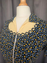 Load image into Gallery viewer, 1940s Black and Yellow Floral Zip Front Dress
