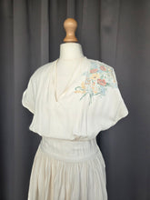 Load image into Gallery viewer, 1940s Cream Handpainted Flower Dress
