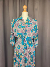 Load image into Gallery viewer, 1940s CC41 Teal, Lilac and Yellow Crepe Dress and Jacket Set
