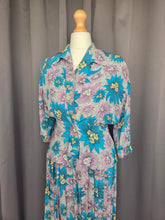 Load image into Gallery viewer, 1940s CC41 Teal, Lilac and Yellow Crepe Dress and Jacket Set
