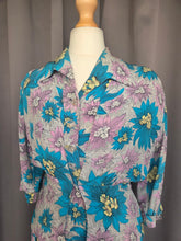 Load image into Gallery viewer, 1940s CC41 Teal, Lilac and Yellow Crepe Dress and Jacket Set
