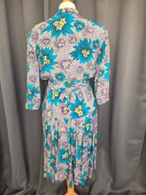 Load image into Gallery viewer, 1940s CC41 Teal, Lilac and Yellow Crepe Dress and Jacket Set
