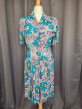 Load image into Gallery viewer, 1940s CC41 Teal, Lilac and Yellow Crepe Dress and Jacket Set
